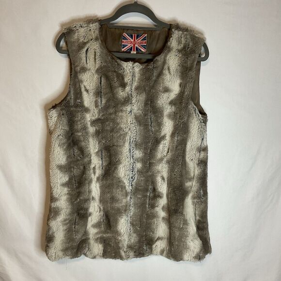 Miss London Vintage Faux Fur Vest Size Large - Picture 1 of 7